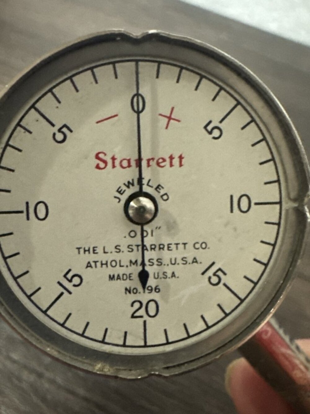 Vintage Starrett No. 196 Center Zero Dial Indicator .001in Machinist Gauge USA